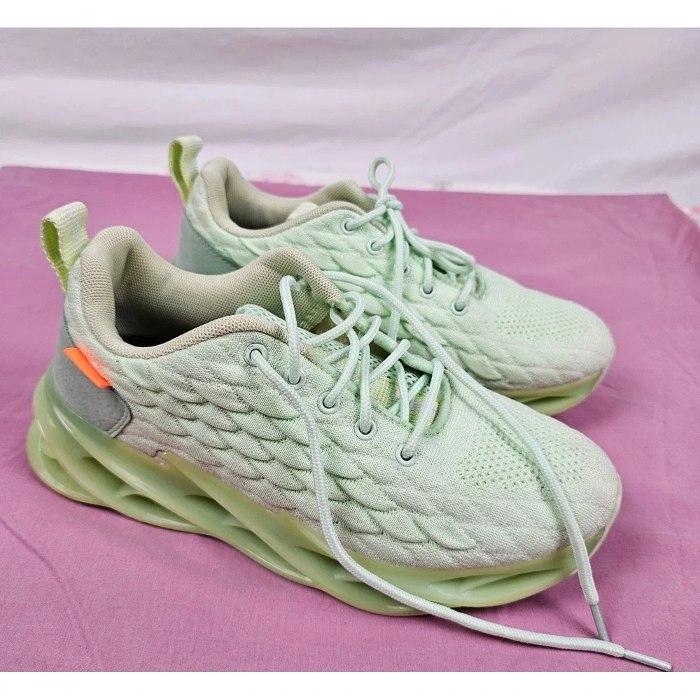 SupSport Mint Green Lace‎ Up Sneakers Running Shoes Size 39 Unique Spiral Sole